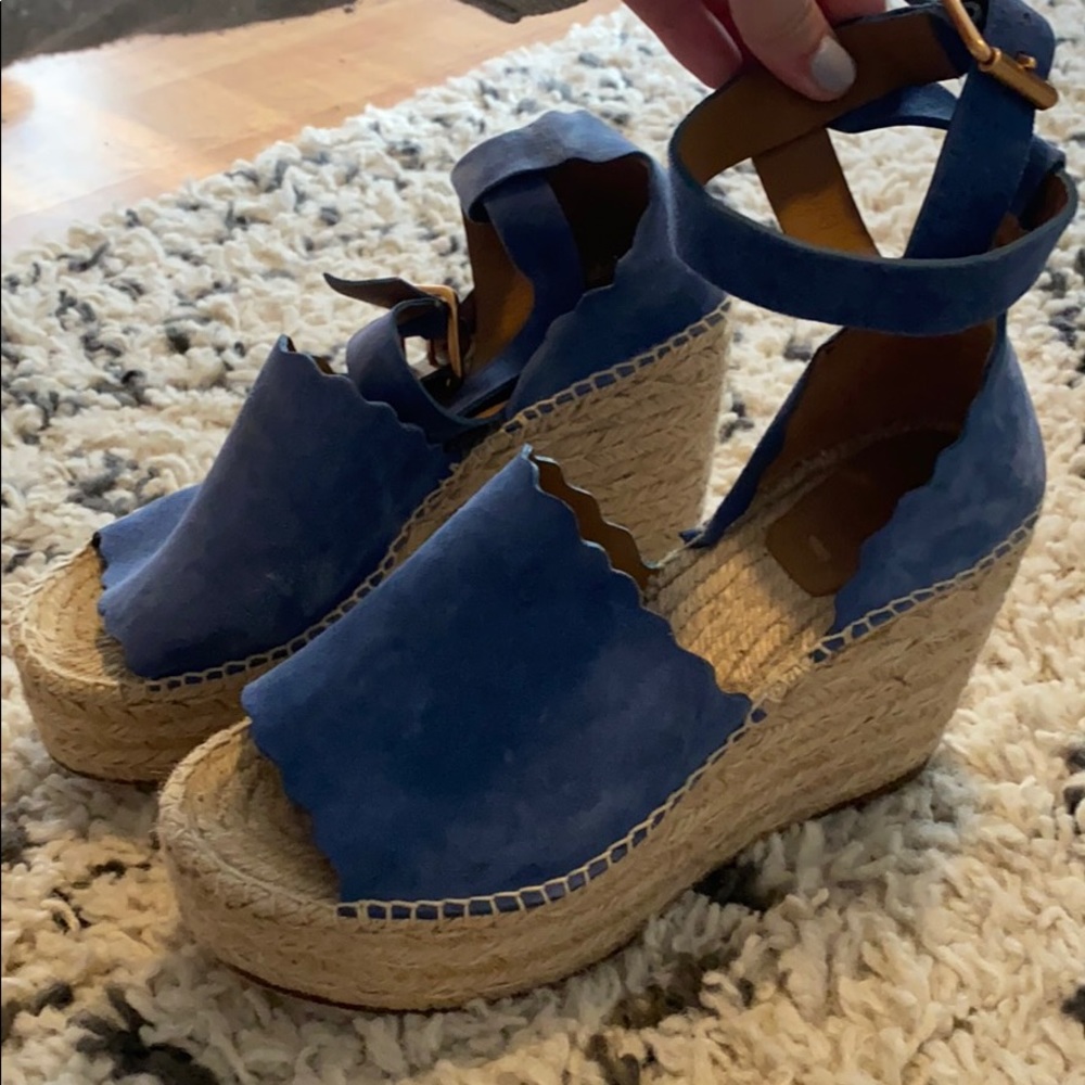 Lightly worn Chloe Blue Suede Wedges